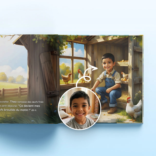 Le garçon explore la ferme